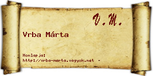 Vrba Márta névjegykártya
